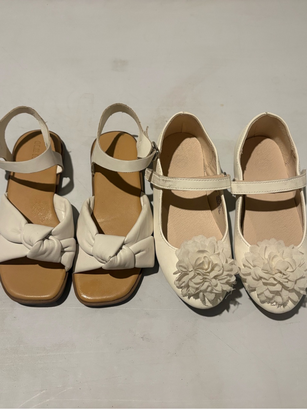 Old Navy Girls White Knotted Sandals & Floral Mary Janes